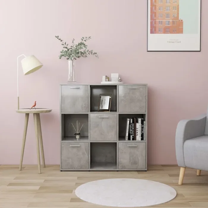 vidaXL Book Cabinet Concrete Grey 90x30x90 cm Engineered Wood