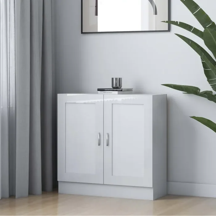 vidaXL Book Cabinet High Gloss White 82.5×30.5×80 cm Engineered Wood