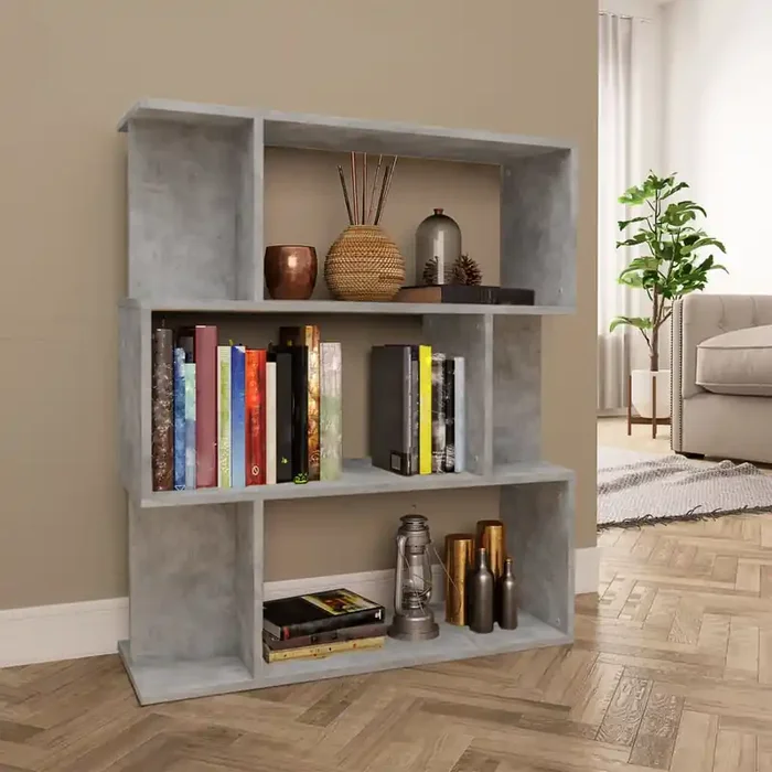 vidaXL Book Cabinet/Room Divider Concrete Grey 80x24x96 cm Engineered Wood