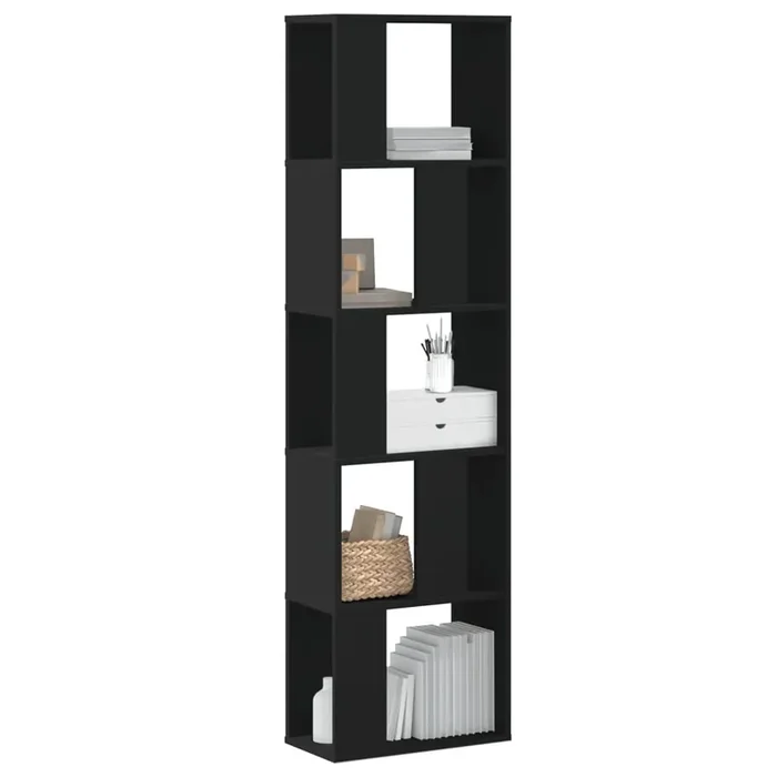 vidaXL Bookcase 5-Tier Black 45×23.5×162.5 cm Engineered Wood