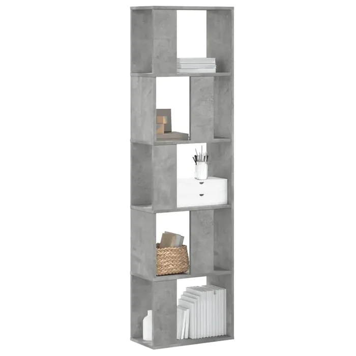 vidaXL Bookcase 5-Tier Concrete Grey 45×23.5×162.5 cm Engineered Wood