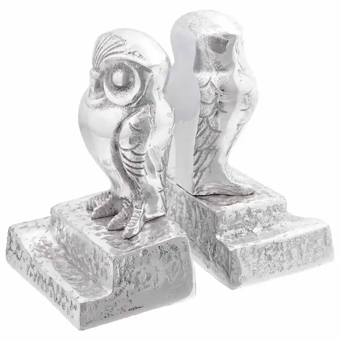 vidaXL Bookends 2 pcs Silver 12x9x19 cm Aluminium Owl