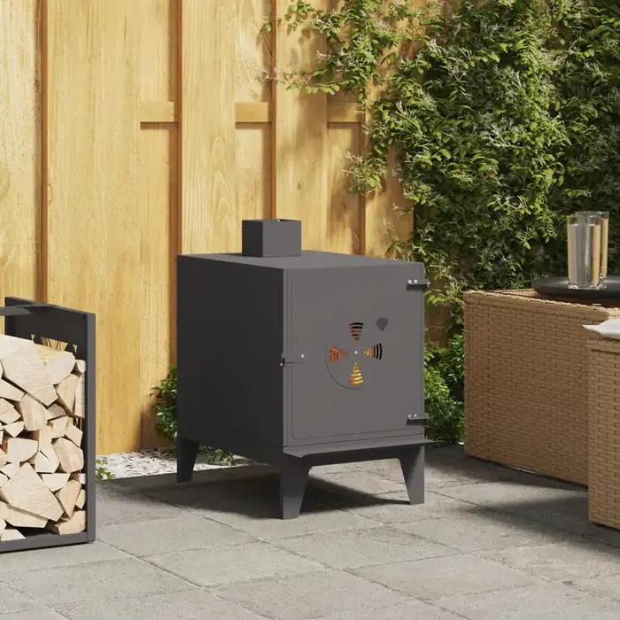 vidaXL Camping Stove with Chimney Black 35x50x60 cm Steel