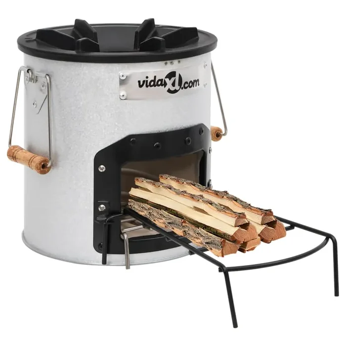 vidaXL Camping Wood Stove Silver 45x25x26 cm Steel