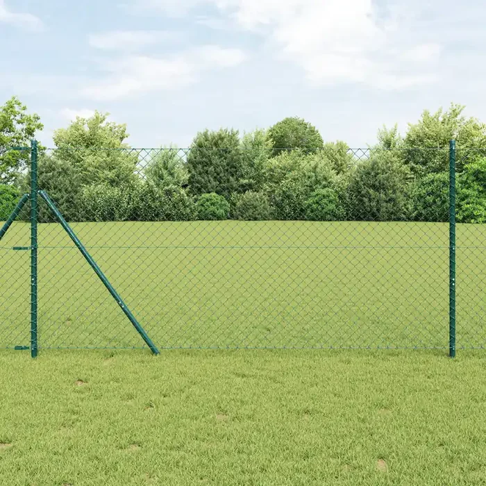 vidaXL Chain Link Fence Green 1.5×10 m Steel
