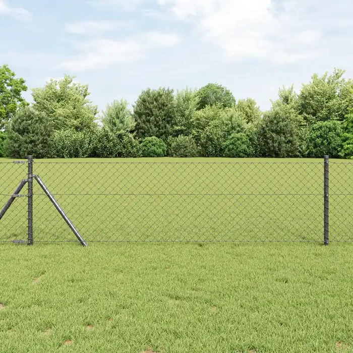vidaXL Chain Link Fence Grey 0.6×10 m Steel