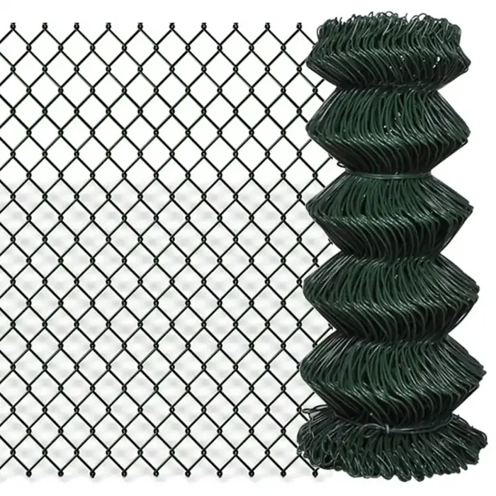 vidaXL Chain Link Fence Steel 0,8×15 m Green