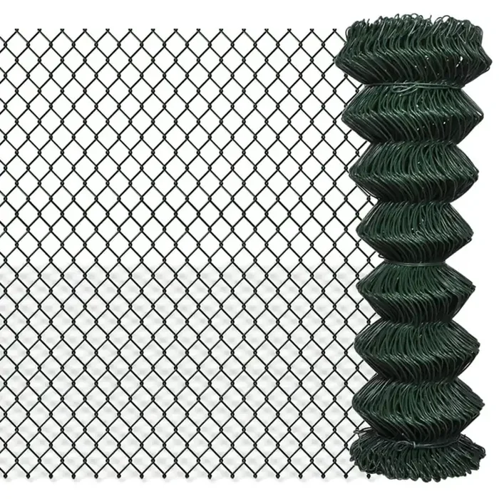 vidaXL Chain Link Fence Steel 1,25×15 m Green