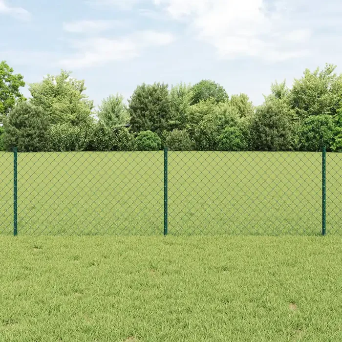 vidaXL Chain Link Fence with 10 U Posts Green 0.6×10 m Steel
