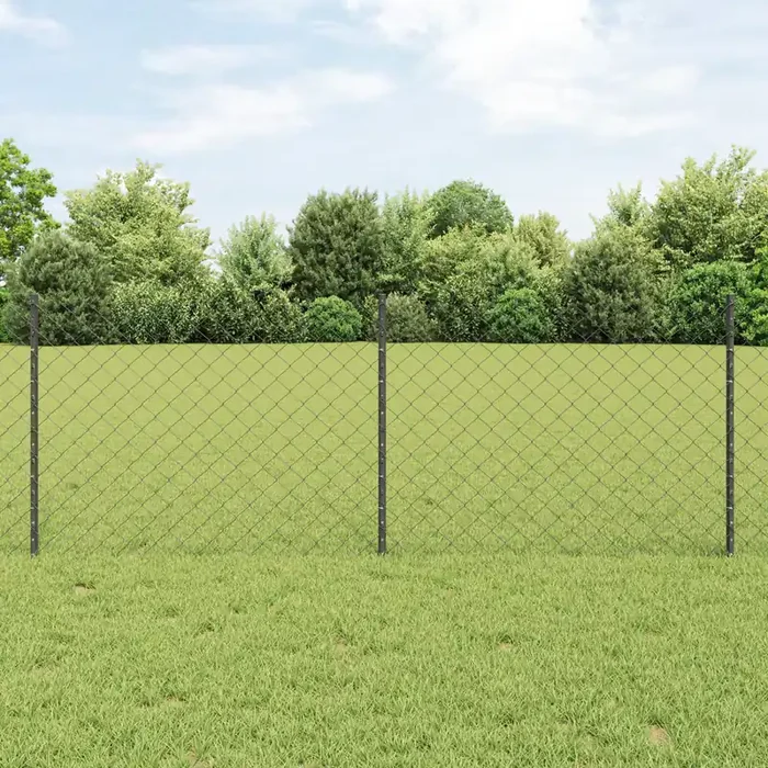 vidaXL Chain Link Fence with 10 U Posts Grey 0.8×10 m Steel