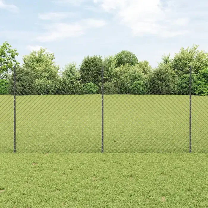 vidaXL Chain Link Fence with 20 U Posts Grey 1.2×10 m Steel