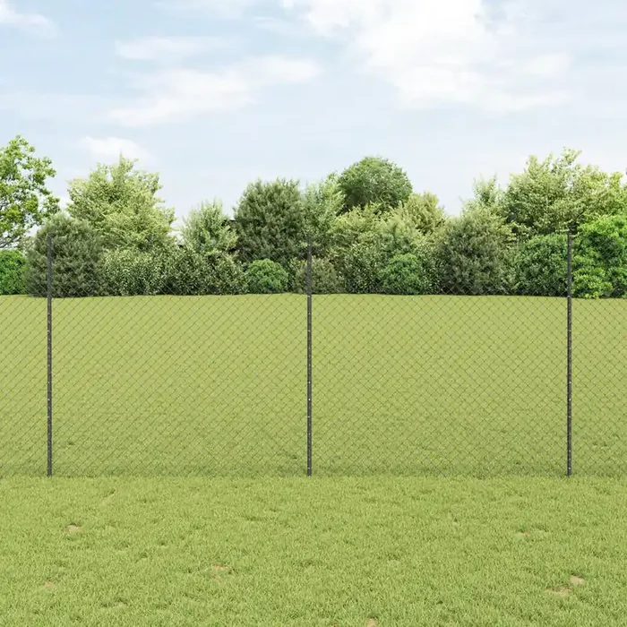 vidaXL Chain Link Fence with 20 U Posts Grey 1.4×10 m Steel