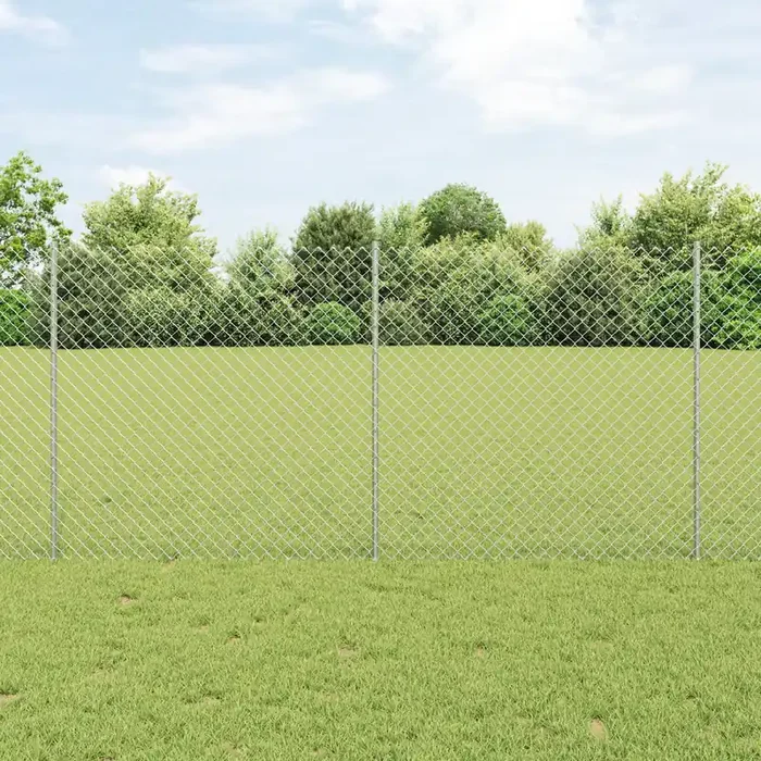 vidaXL Chain Link Fence with 20 U Posts Silver 1.2×10 m Steel