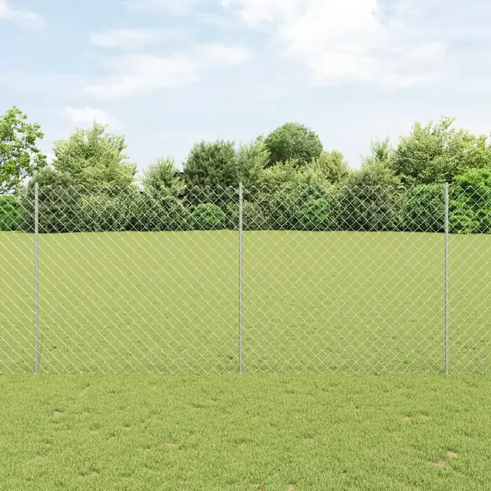 vidaXL Chain Link Fence with 20 U Posts Silver 1.4×10 m Steel