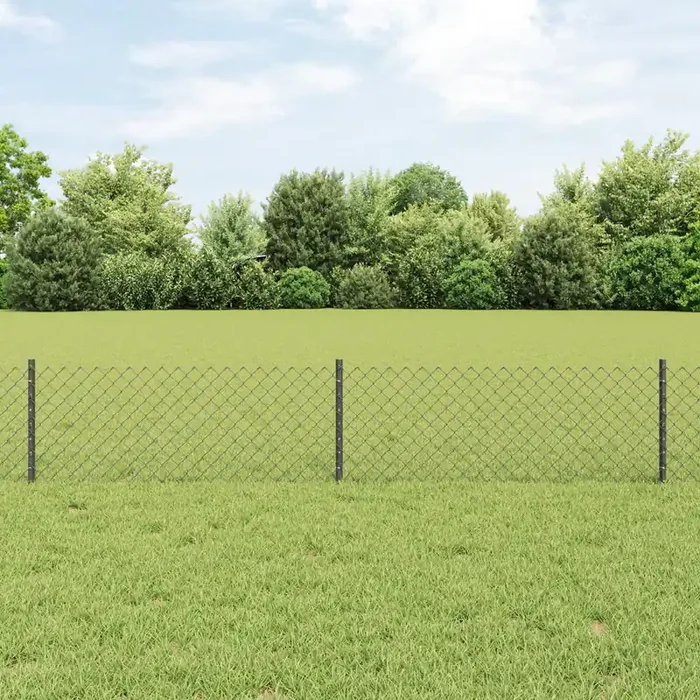 vidaXL Chain Link Fence with 22 U Posts Grey 0.4×25 m Steel