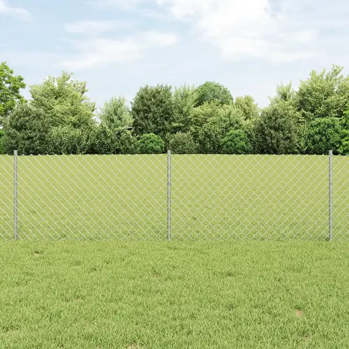 vidaXL Chain Link Fence with 22 U Posts Silver 0.6×25 m Steel