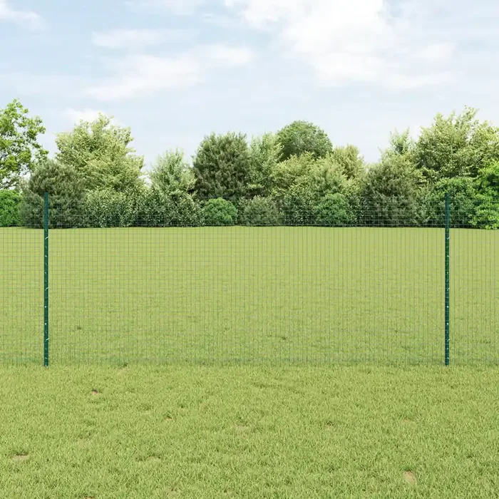 vidaXL Chicken Wire Fence Set Set of 2 Green Metal, Plastic 10 x 1 m