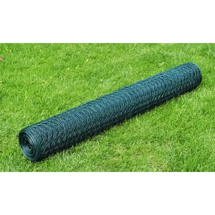 vidaXL Chicken Wire Fence with PVC Coating 25×0.5 m Green