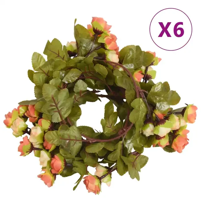 vidaXL Christmas Flower Garlands 6 pcs Sunset Red 215 cm