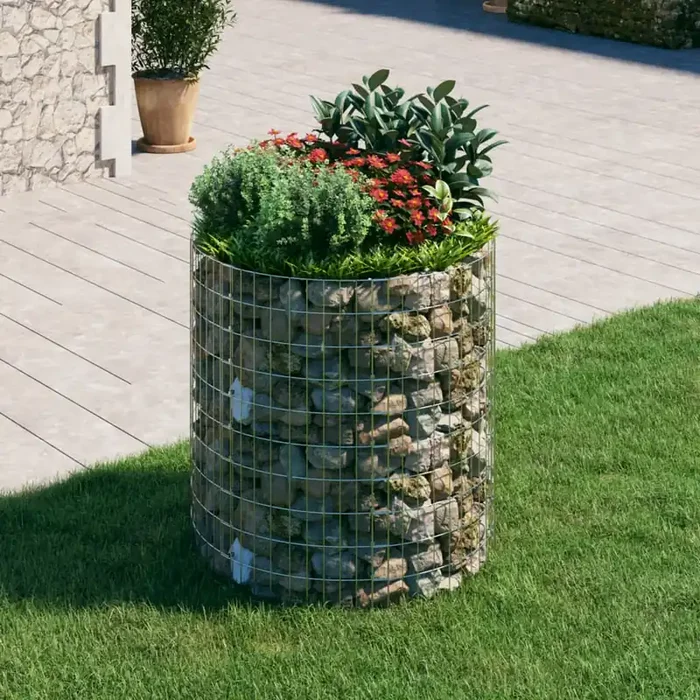 vidaXL Circular Gabion Pole Galvanised Steel Ø100×100 cm
