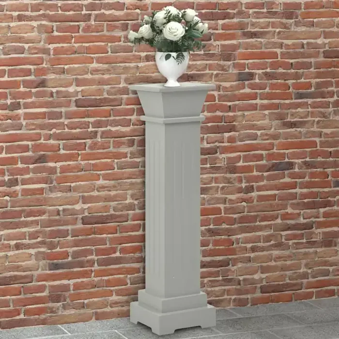 vidaXL Classic Square Pillar Plant Stand Grey 17x17x66 cm MDF