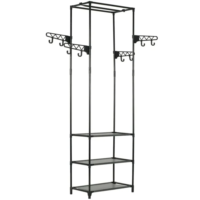 vidaXL Clothes Rack Steel and Non-woven Fabric 55×28.5×175 cm Black