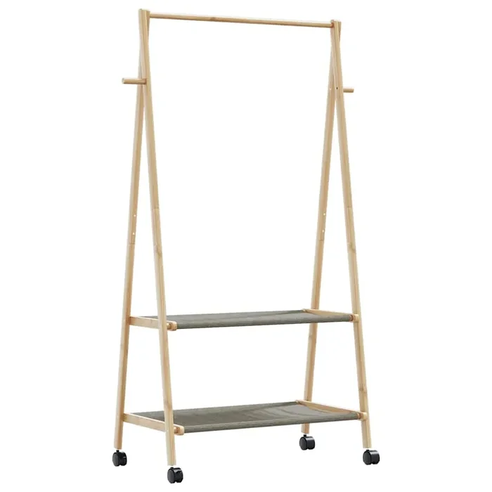 vidaXL Clothes Rack with Shelves and Wheels 96×45.5×155.5 cm Bamboo
