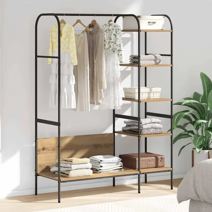 vidaXL Clothes Rack with Shelves Artisan Oak 120x44x160 cm Engineered Wood