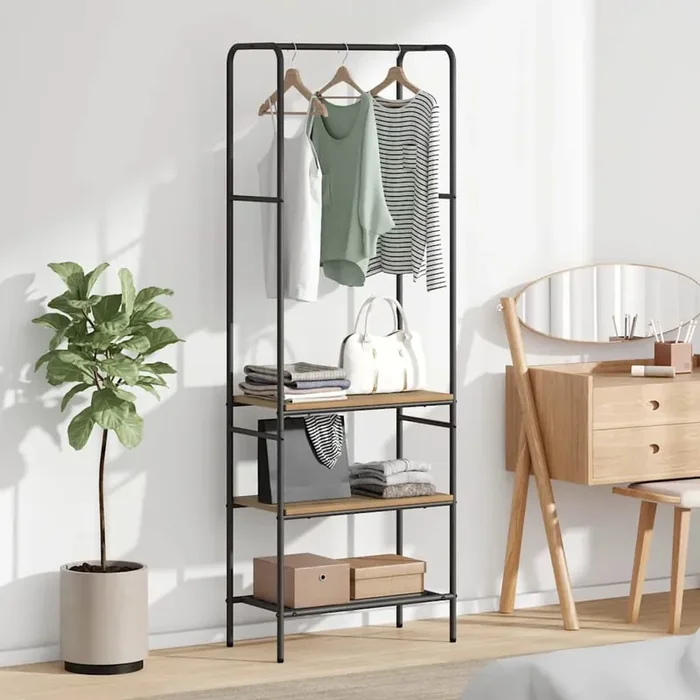 vidaXL Clothes Rack with Shelves Artisan oak Engineered wood