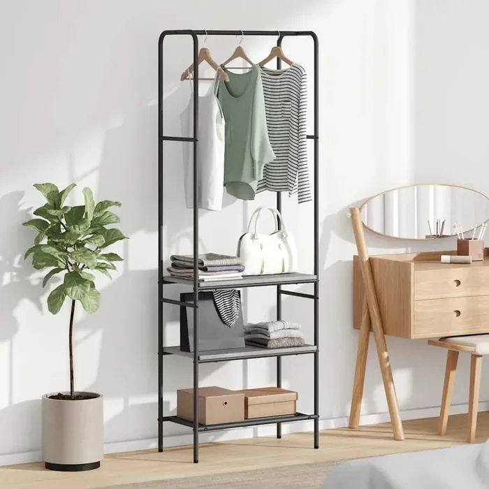 vidaXL Clothes Rack with Shelves Grey sonoma Engineered wood