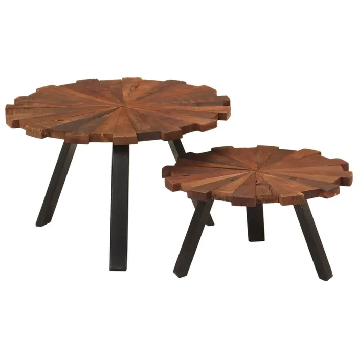 vidaXL Coffee Tables 2 pcs Solid Wood Reclaimed and Iron