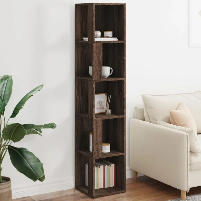 vidaXL Corner Cabinet Brown Oak 33x33x164.5 cm Engineered Wood