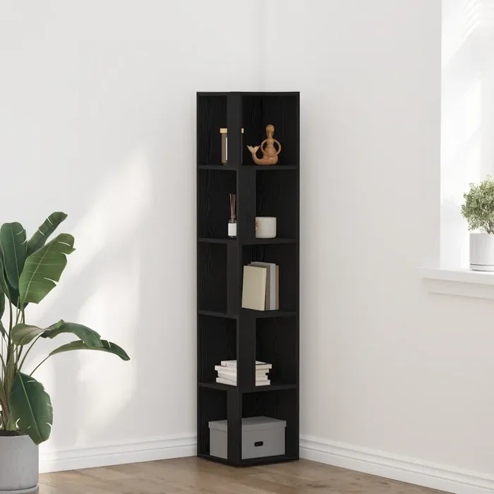 vidaXL Corner Cabinet in Black Oak – 33x33x164.5 cm Made of Engineered Wood