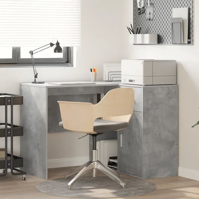 vidaXL Corner Desk Concrete Grey 102x88x75 cm Engineered Wood