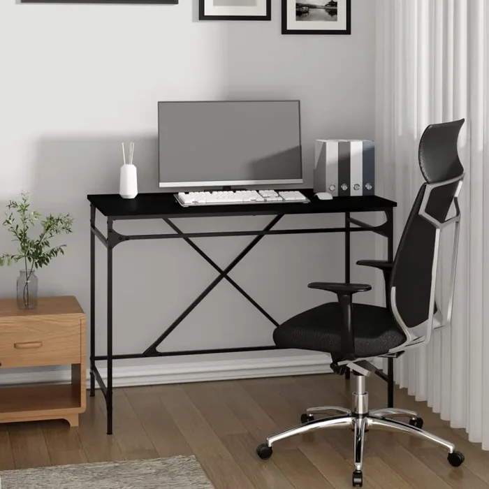vidaXL Desk Black 100x50x75 cm Engineered Wood and Iron