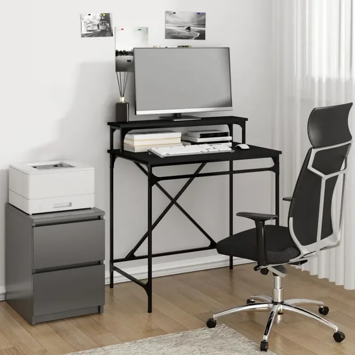 vidaXL Desk Black 80x50x90 cm Engineered Wood and Iron