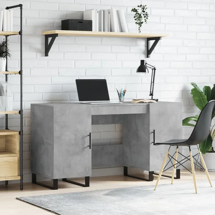 vidaXL Desk Concrete Grey 140x50x75 cm Engineered Wood