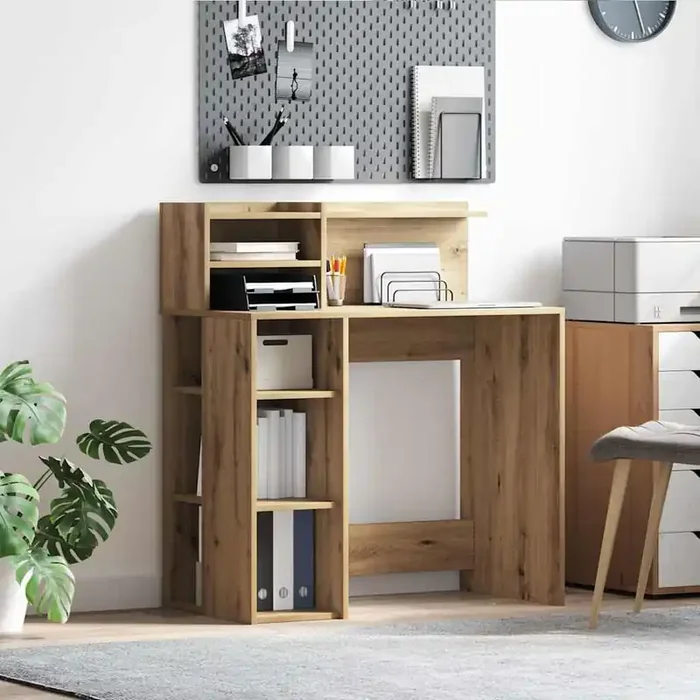 vidaXL Desk with Storage Artisan Oak 90x48x101.5 cm Engineered wood