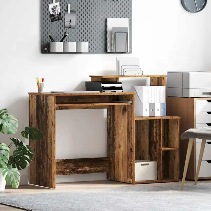 vidaXL Desk with Storage Old Wood 120.5x44x88.5 cm Engineered Wood