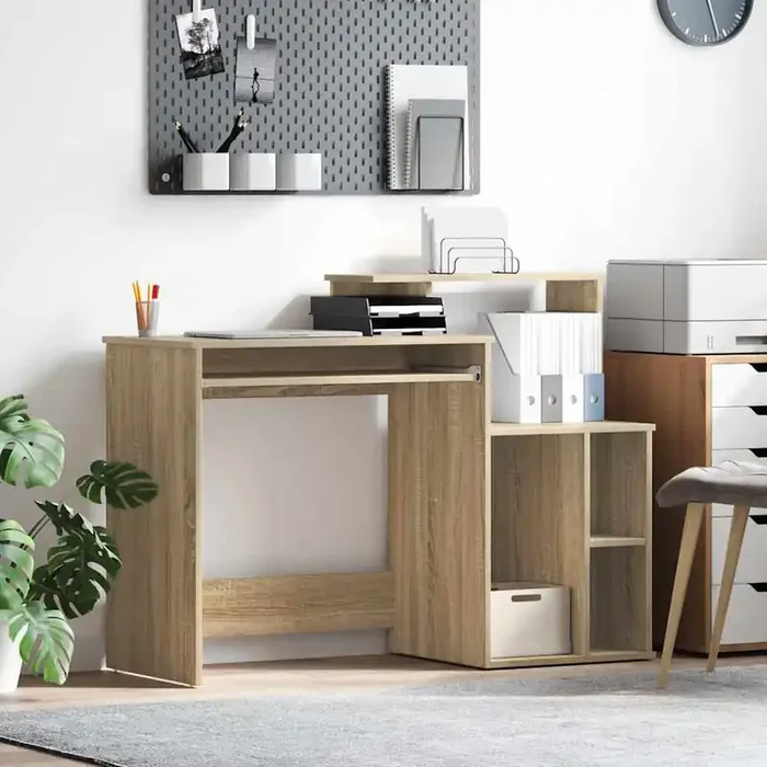 vidaXL Desk with Storage Sonoma Oak 120.5x44x88.5 cm Engineered Wood