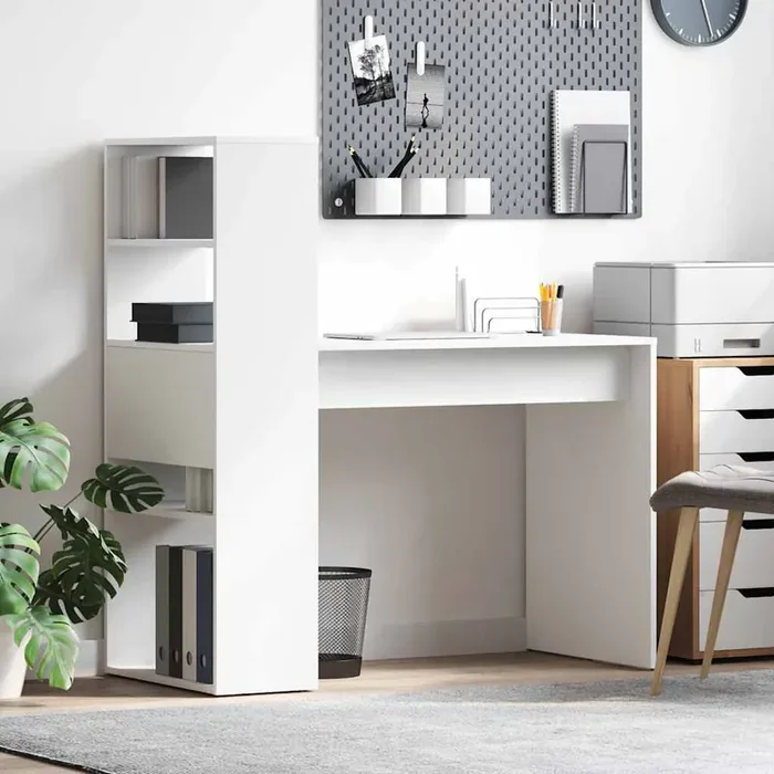 vidaXL Desk with Storage White 113x54x120 cm Engineered Wood