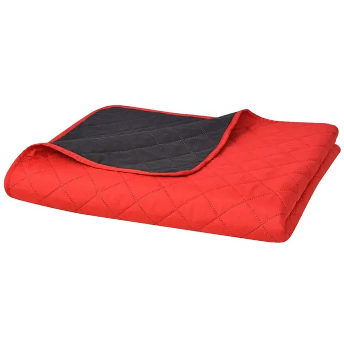 vidaXL Double-sided Quilted Bedspread Red and Black 220×240 cm