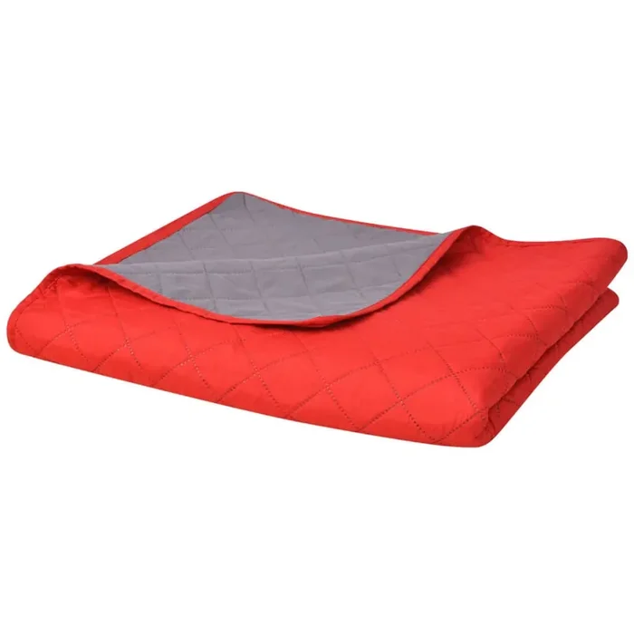 vidaXL Double-sided Quilted Bedspread Red and Grey 230×260 cm