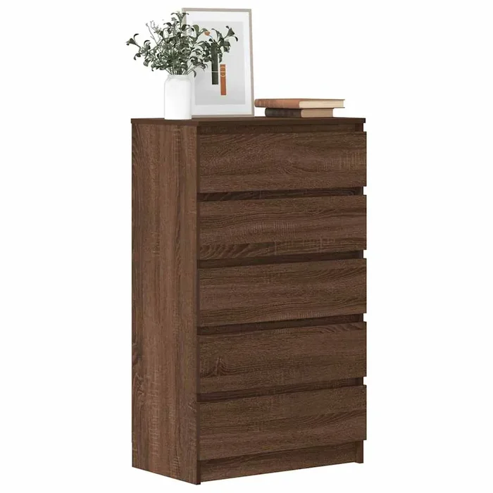 vidaXL Drawer Cabinet Brown Oak 60x36x103 cm Engineered Wood
