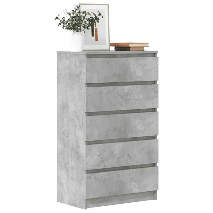 vidaXL Drawer Cabinet Concrete Grey 60x36x103 cm Engineered Wood
