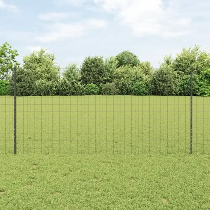 vidaXL Euro Fence with 10 U Posts Grey 1.2×10 m Steel