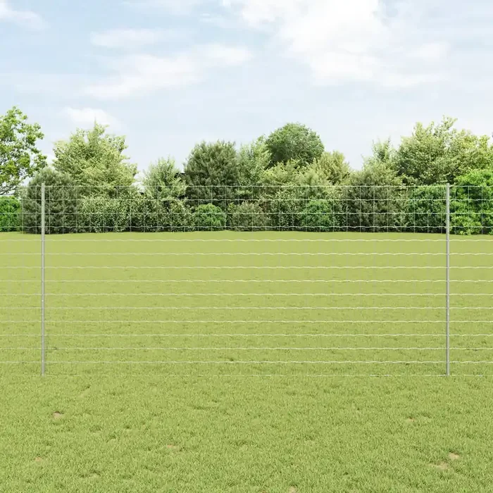 vidaXL Euro Fence with 10 U Posts Silver 1,4×10 m Steel