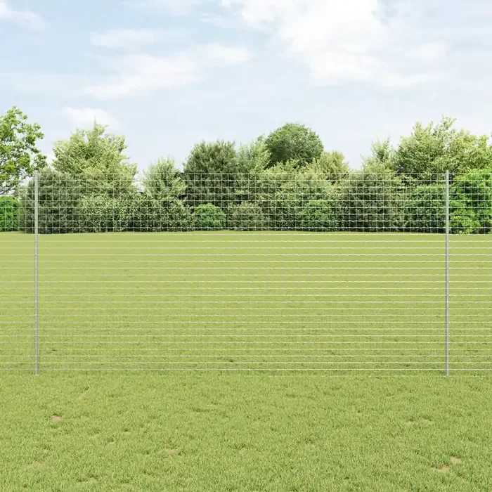 vidaXL Euro Fence with 10 U Posts Silver 1,5×10 m Steel