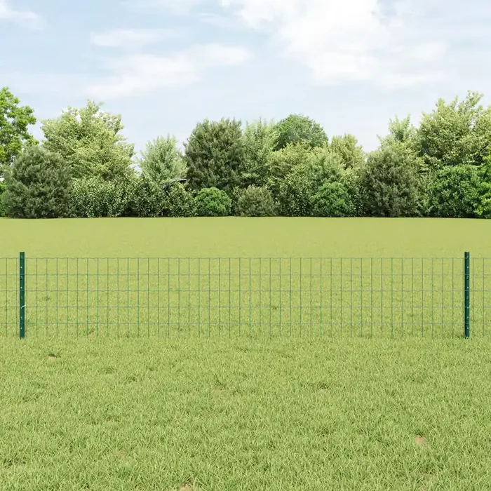 vidaXL Euro Fence with 11 U Posts Green 0,4×25 m Steel