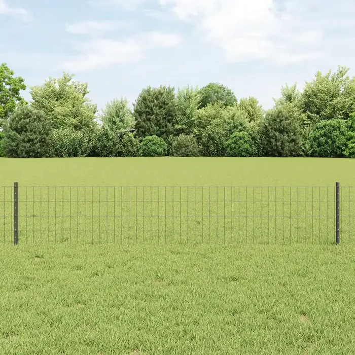 vidaXL Euro Fence with 11 U Posts Grey 0,4×25 m Steel